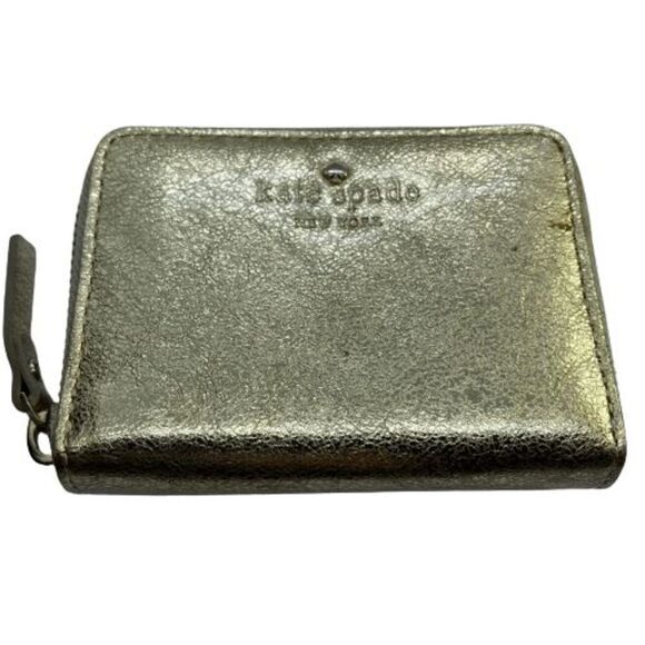 Kate Spade Golden Leather Zip Around Mini Wallet / Card Case - Picture 1 of 9
